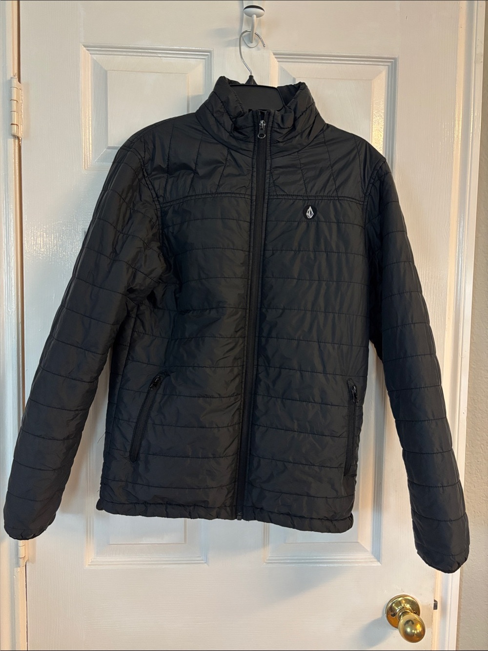 Volcom Black Quilted Puffer Jacket, Water Resistant, Men’s Small